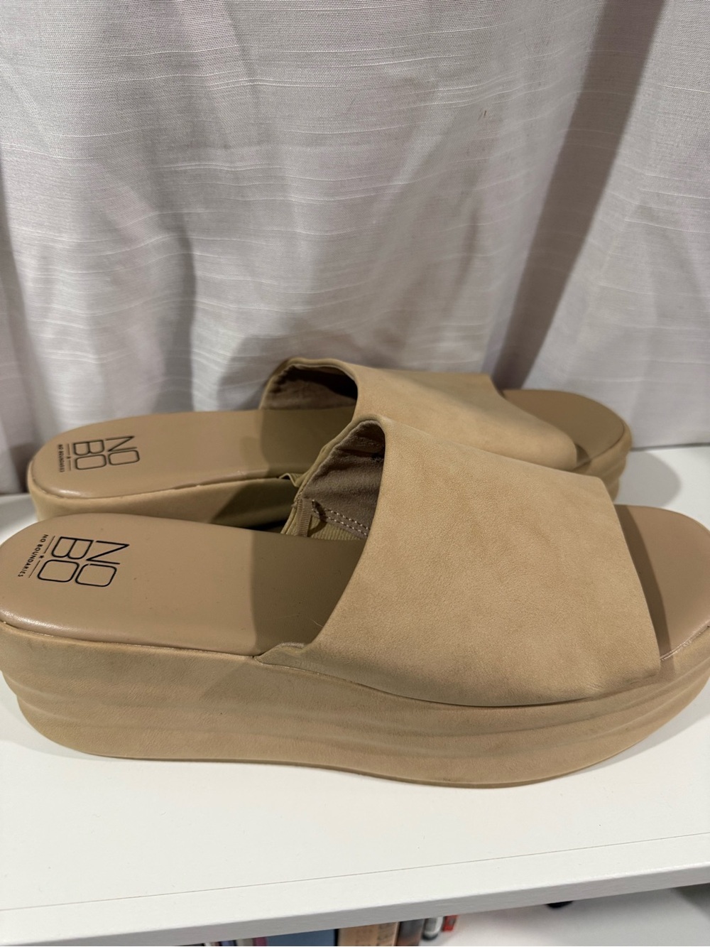 NOBO Platform Slide Mules in Tan
